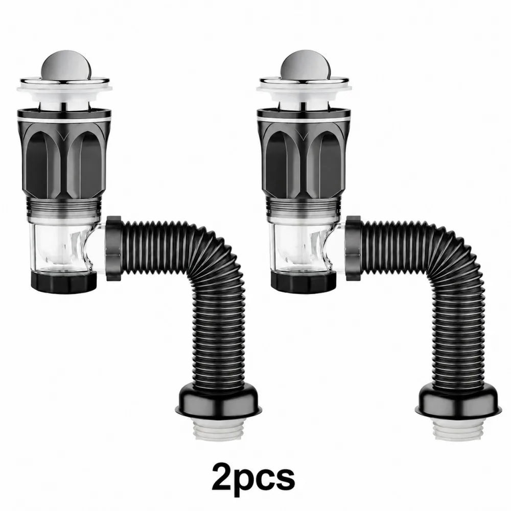 1-5Pcs Kitchen ABS Sink Drain Kit Drain Stopper Flexible Hose Body Stainless Steel Top Side Outlet Basin Drain Pipe Set