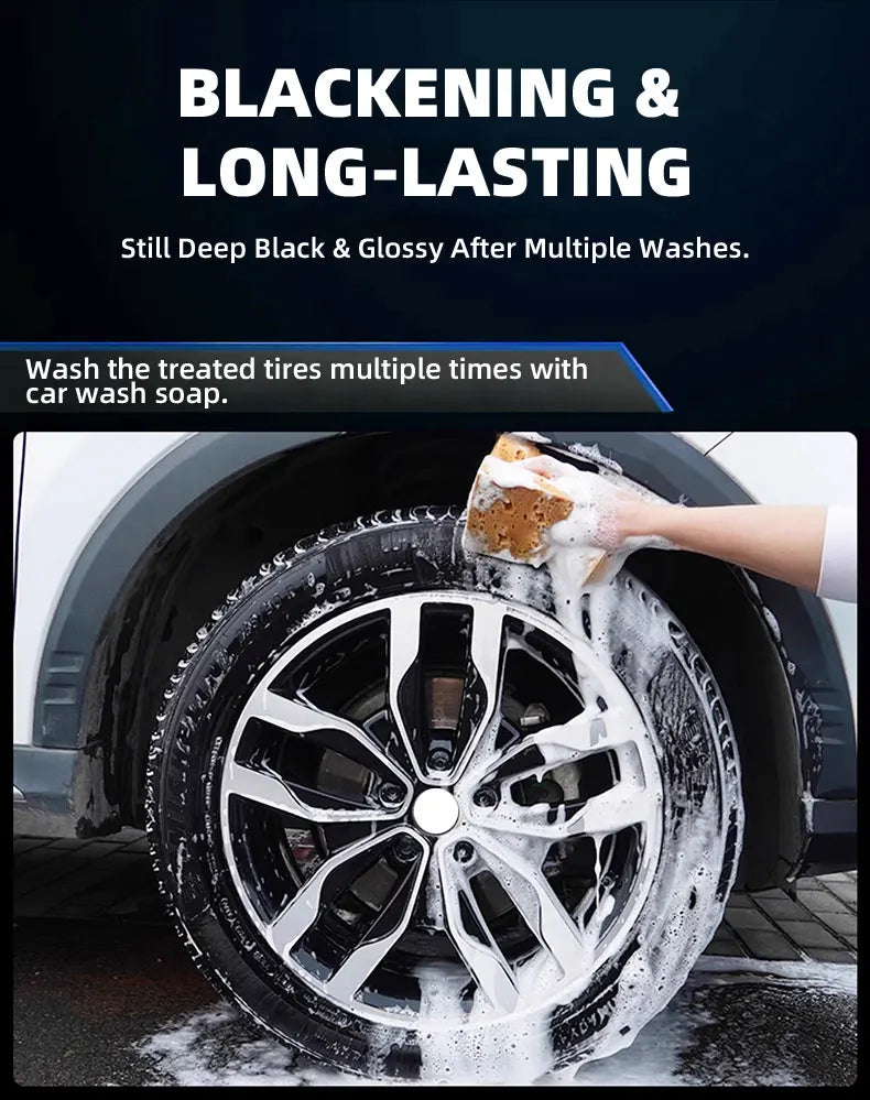 500ml/100ml Black Wet Look Tire Shine Dressing -Automotive Clear Coat Tire Dressing for Glossy Wet Tire Look, Vinyl & Plastic