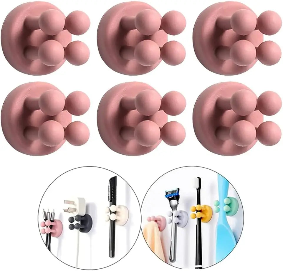 Silicone Toothbrush Holder Waterproof Self-Adhesive Wall Mounted Bathroom Kitchen Storage Organizer Adhesive Hooks No Drilling