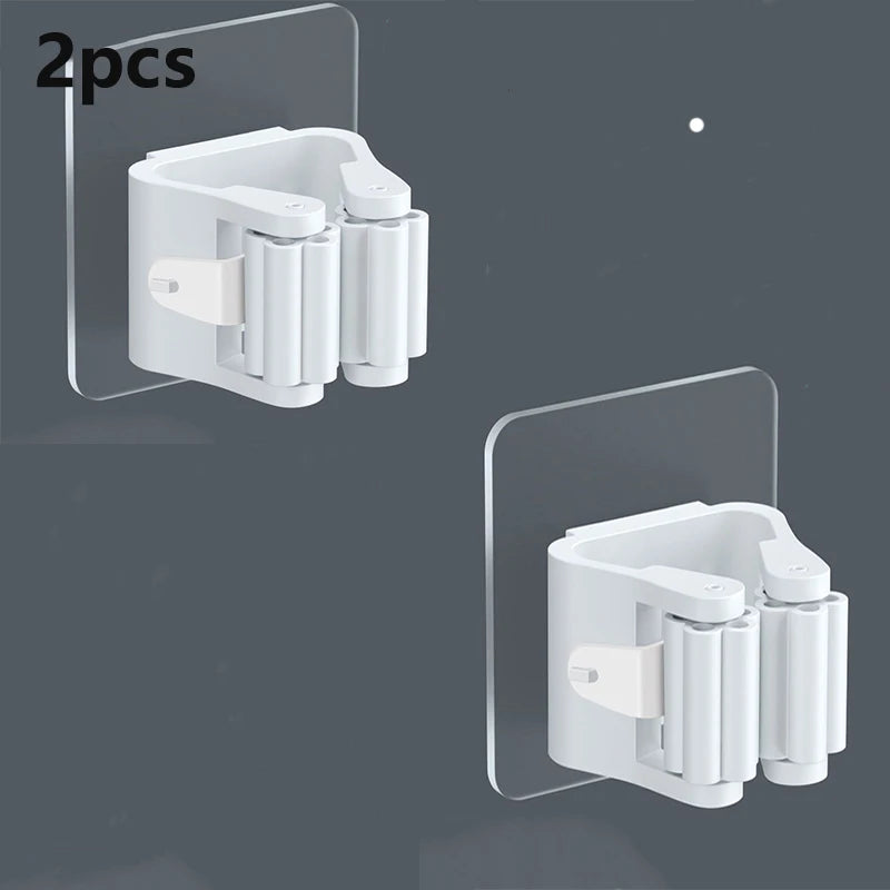 Mop Holder Self-adhesive Broom Stand Wall Mounted Mop Support Sweeping Brush Hook Storage Organizer Bathroom Kitchen Accessories