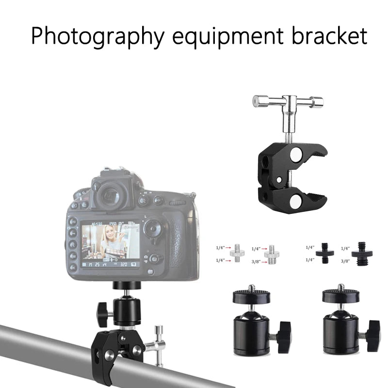 360 ° Fixed Bracket for Photography Equipment Camera Projectors Flashlights Light Stands Tripods 1/4 Screw Accessory