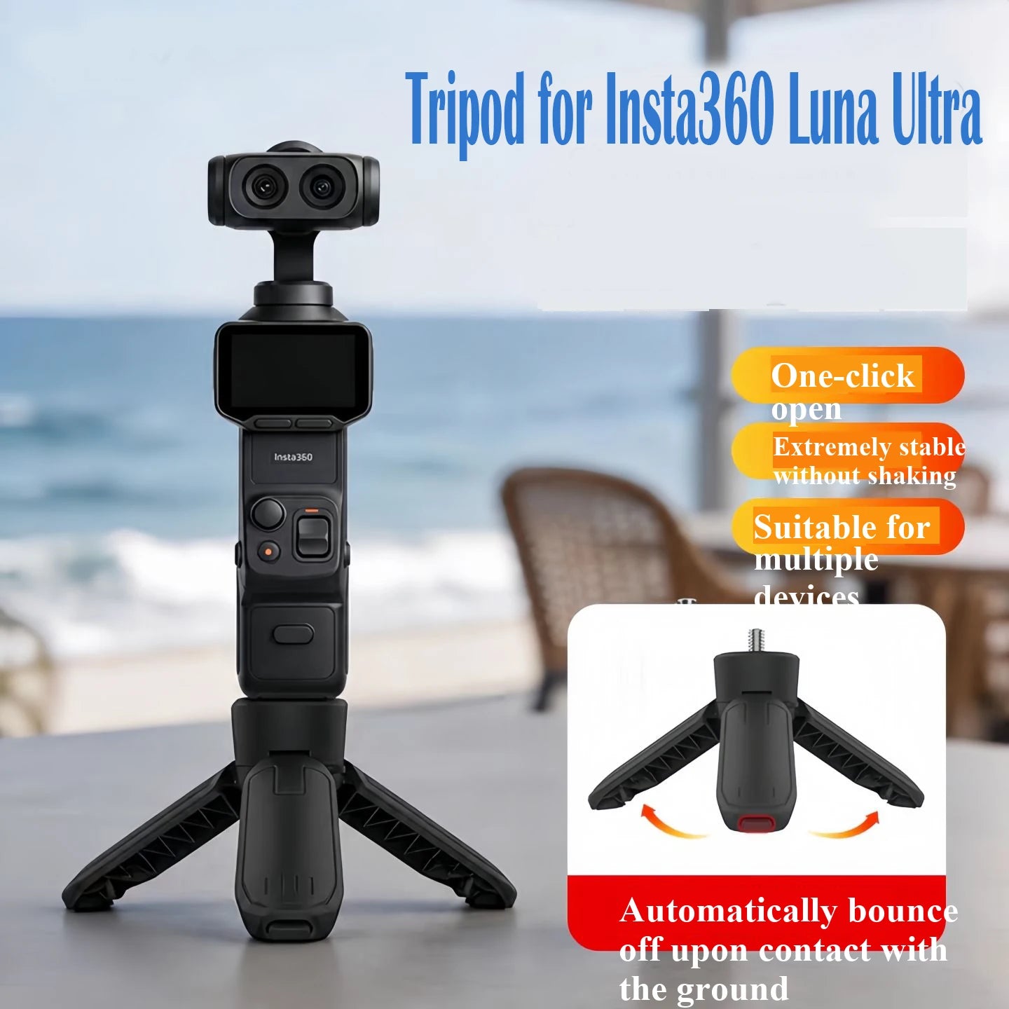 For Insta360 Luna Ultra Portable Mini Tripod Desktop Holder Monopod Gimbal Camera Accessories