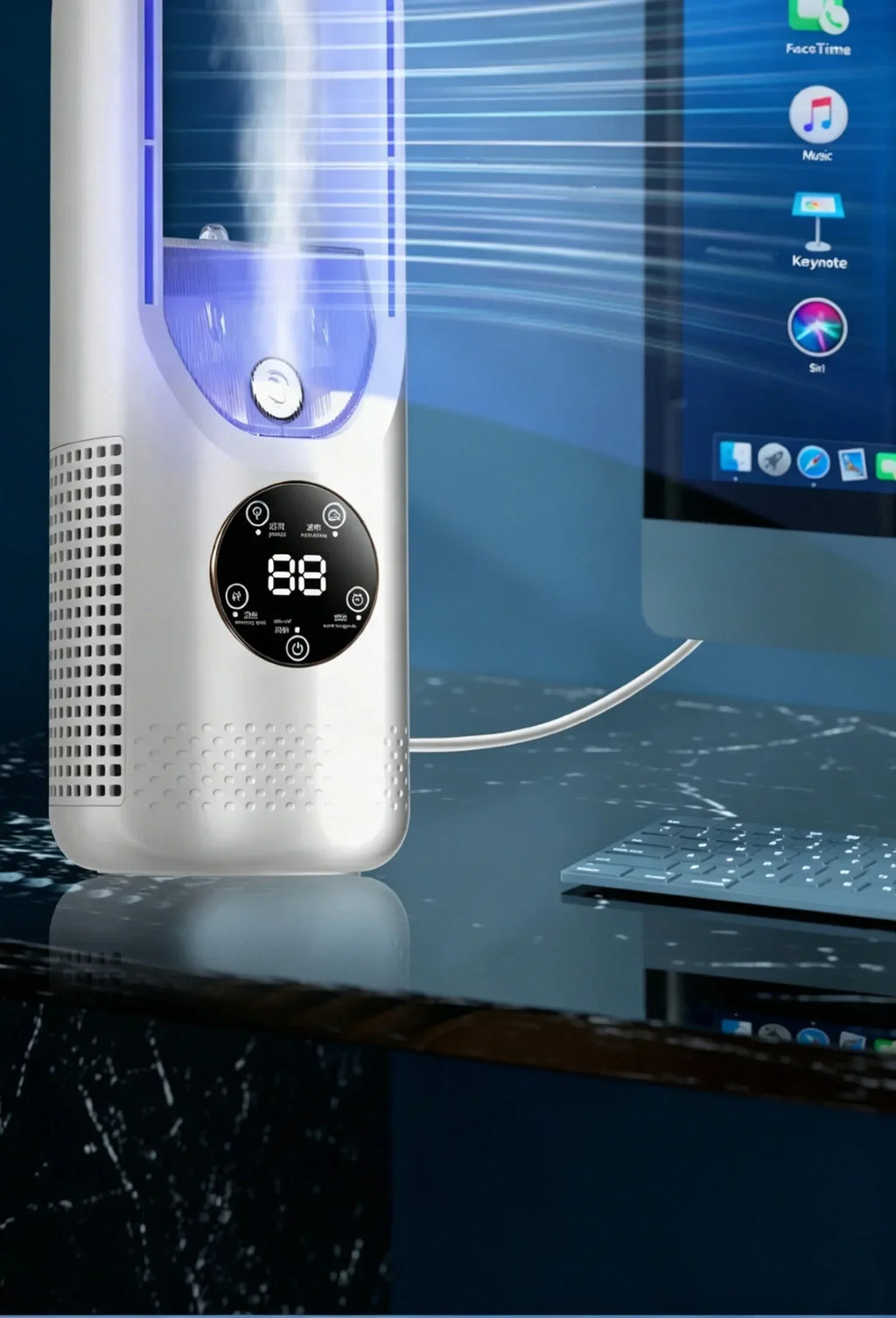 USB Direct Supply Desktop Cooling Humidifier Fan No Built-in Battery Silent Wide Angle Air Cooler With RGB Light Touch Control