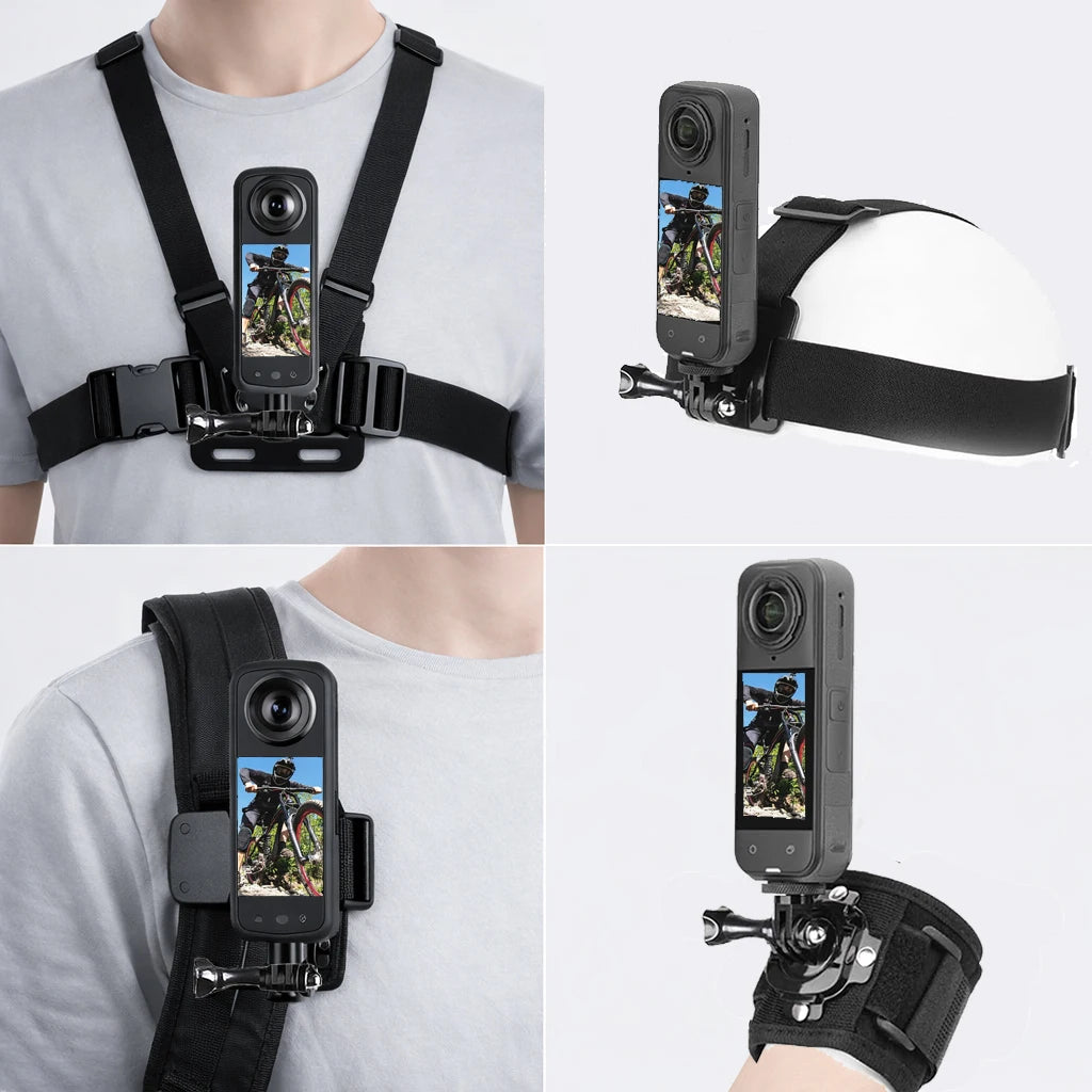 Accessories Kit for Insta 360 X5 X4 x3 Chest Mount Head Strap Backpack Clip Holder Wrist Strap for Insta 360 X5 X4 X3 Accessory