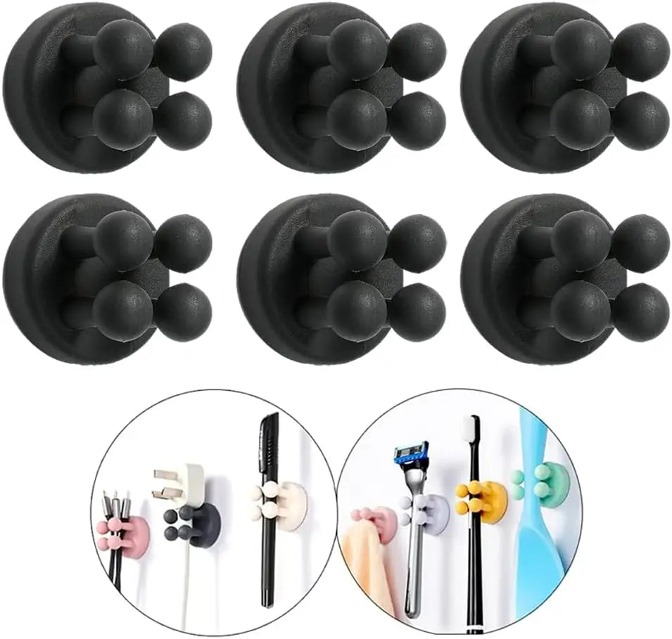 Silicone Toothbrush Holder Waterproof Self-Adhesive Wall Mounted Bathroom Kitchen Storage Organizer Adhesive Hooks No Drilling