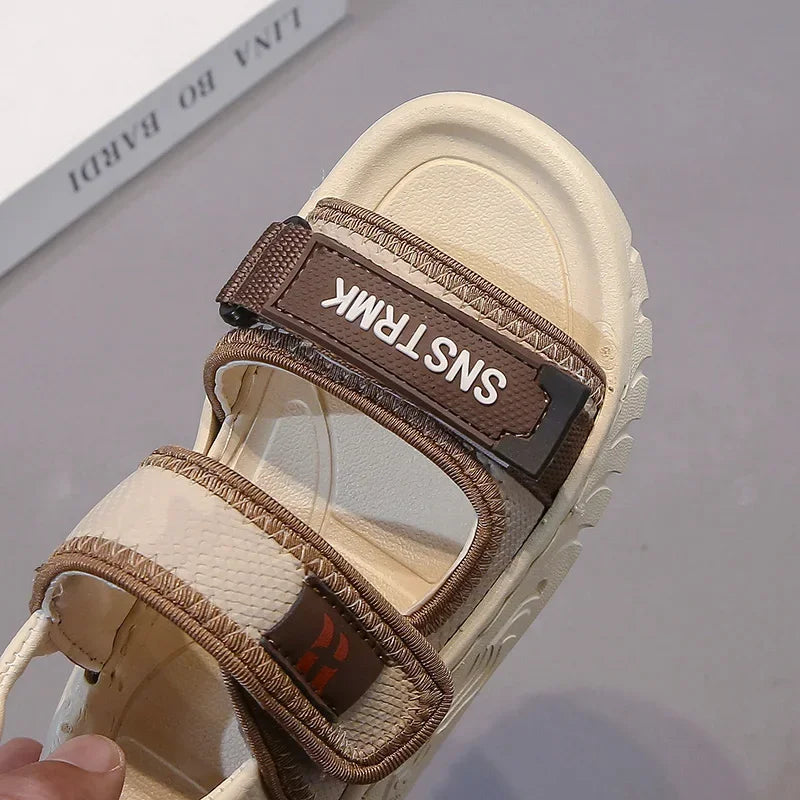 Children Sandals for Boys 2025 Summer New Fashion Korean Style Soft Bottom Anti-slippery Versatile Sports Simple Beach Shoes
