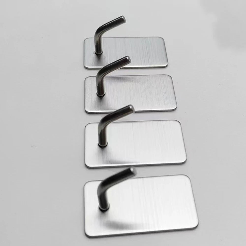 4/8pcs stainless steel small hooks, no drilling, wall mounted, kitchen, bathroom, office key hooks wall hook adhesive wall hooks