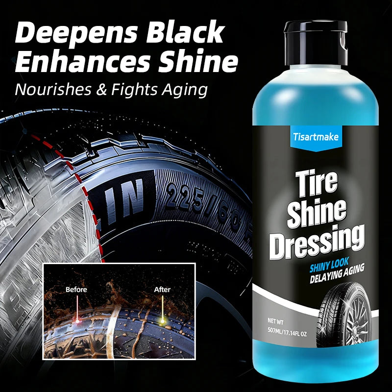 500ml/100ml Black Wet Look Tire Shine Dressing -Automotive Clear Coat Tire Dressing for Glossy Wet Tire Look, Vinyl & Plastic