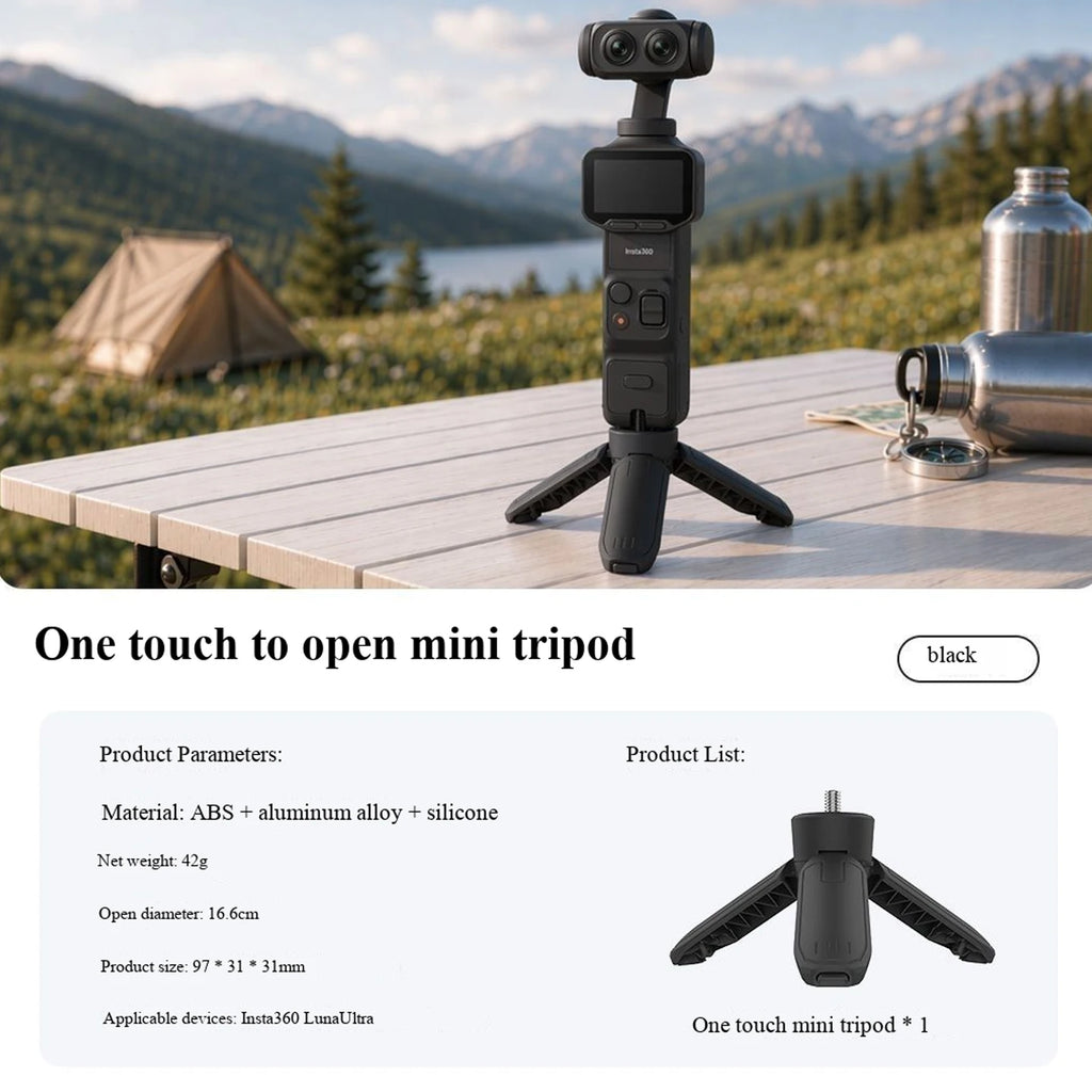 For Insta360 Luna Ultra Portable Mini Tripod Desktop Holder Monopod Gimbal Camera Accessories