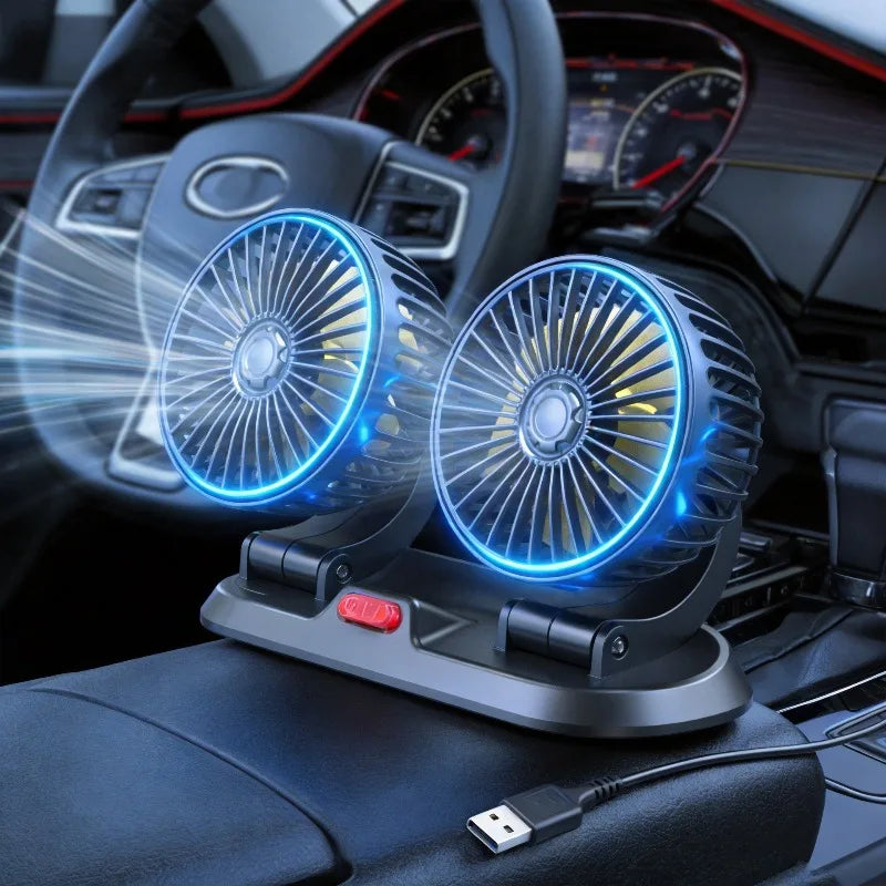 1/2/3 Head Car Fan Summer Air Fan USB/12V/24V Fan Cooler Adjustable 2 Speeds Silent Fan for Home Desk Office&Car Air Fan