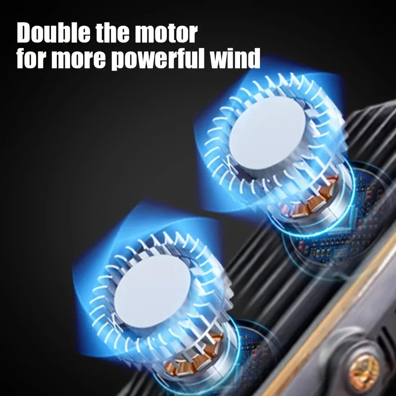 USB charging air-cooled small fan, 5-speed adjustable, large battery dual motor stylish desktop fan, portable air cooler