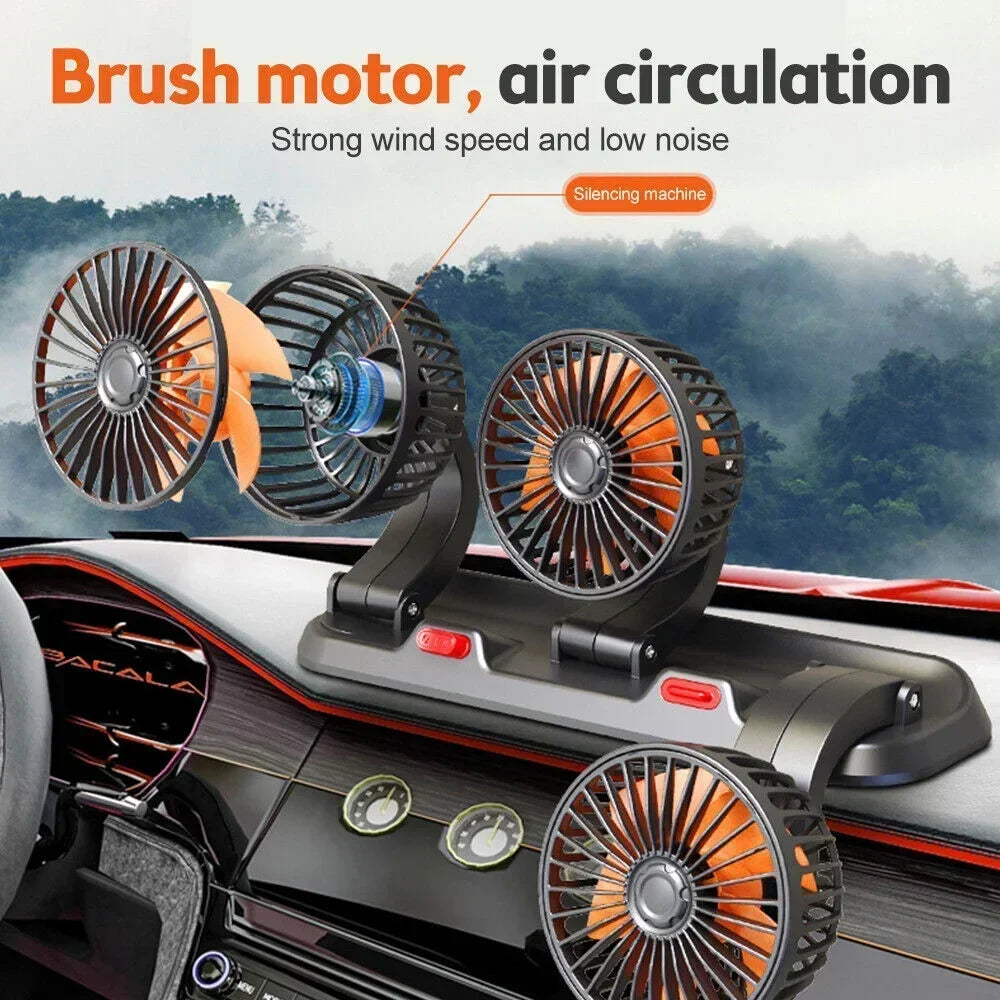 1/2/3 Head Car Fan Summer Air Fan USB/12V/24V Fan Cooler Adjustable 2 Speeds Silent Fan for Home Desk Office&Car Air Fan