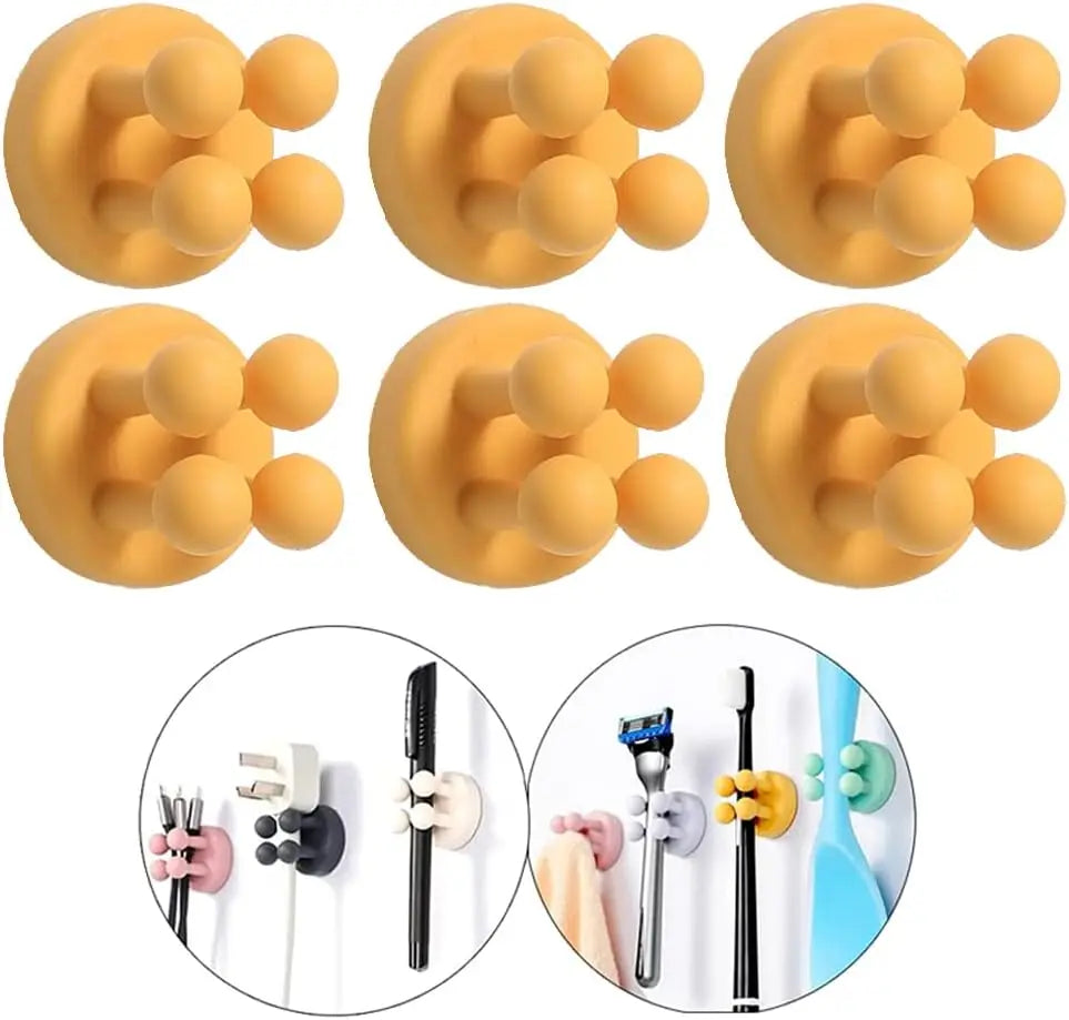 Silicone Toothbrush Holder Waterproof Self-Adhesive Wall Mounted Bathroom Kitchen Storage Organizer Adhesive Hooks No Drilling