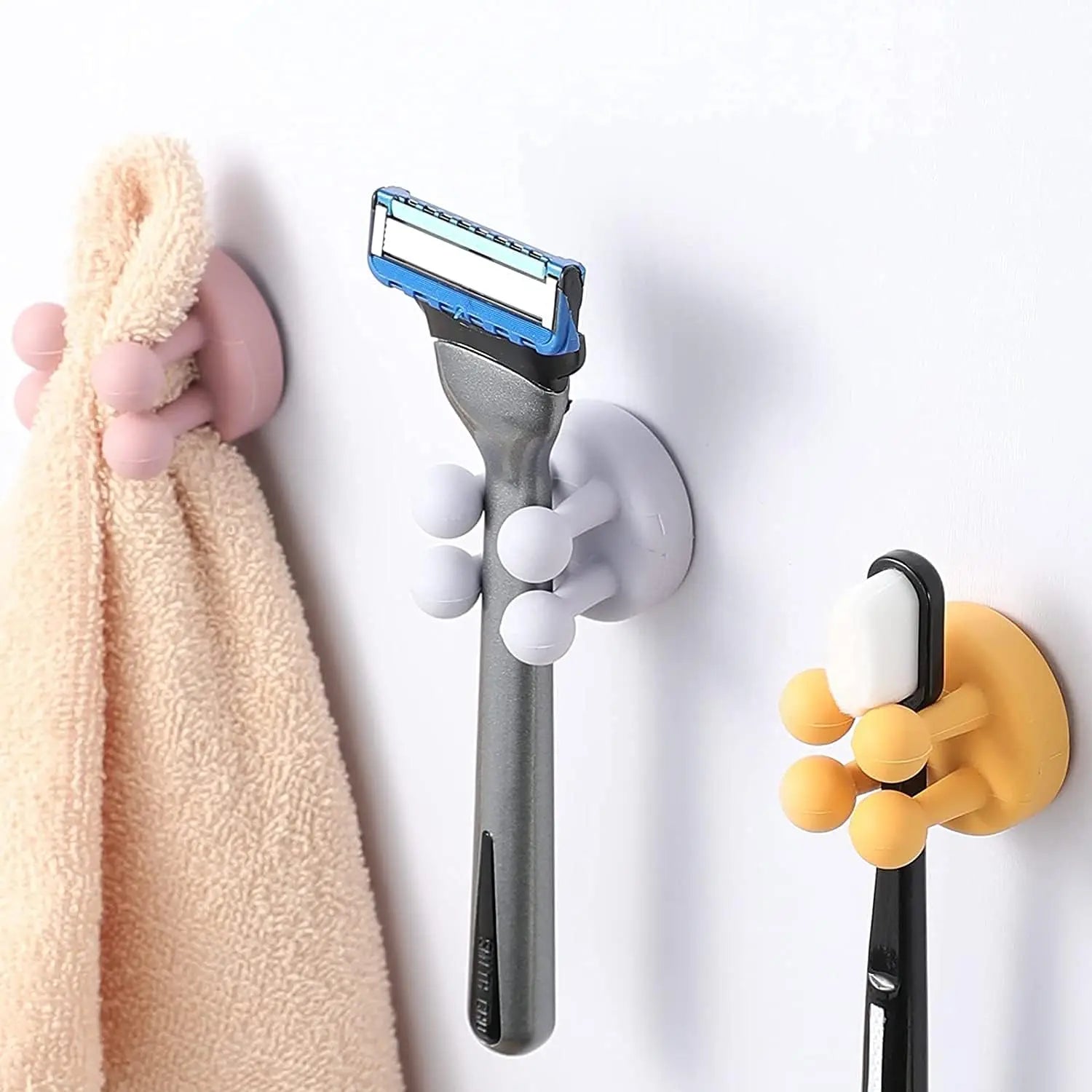 Silicone Toothbrush Holder Waterproof Self-Adhesive Wall Mounted Bathroom Kitchen Storage Organizer Adhesive Hooks No Drilling