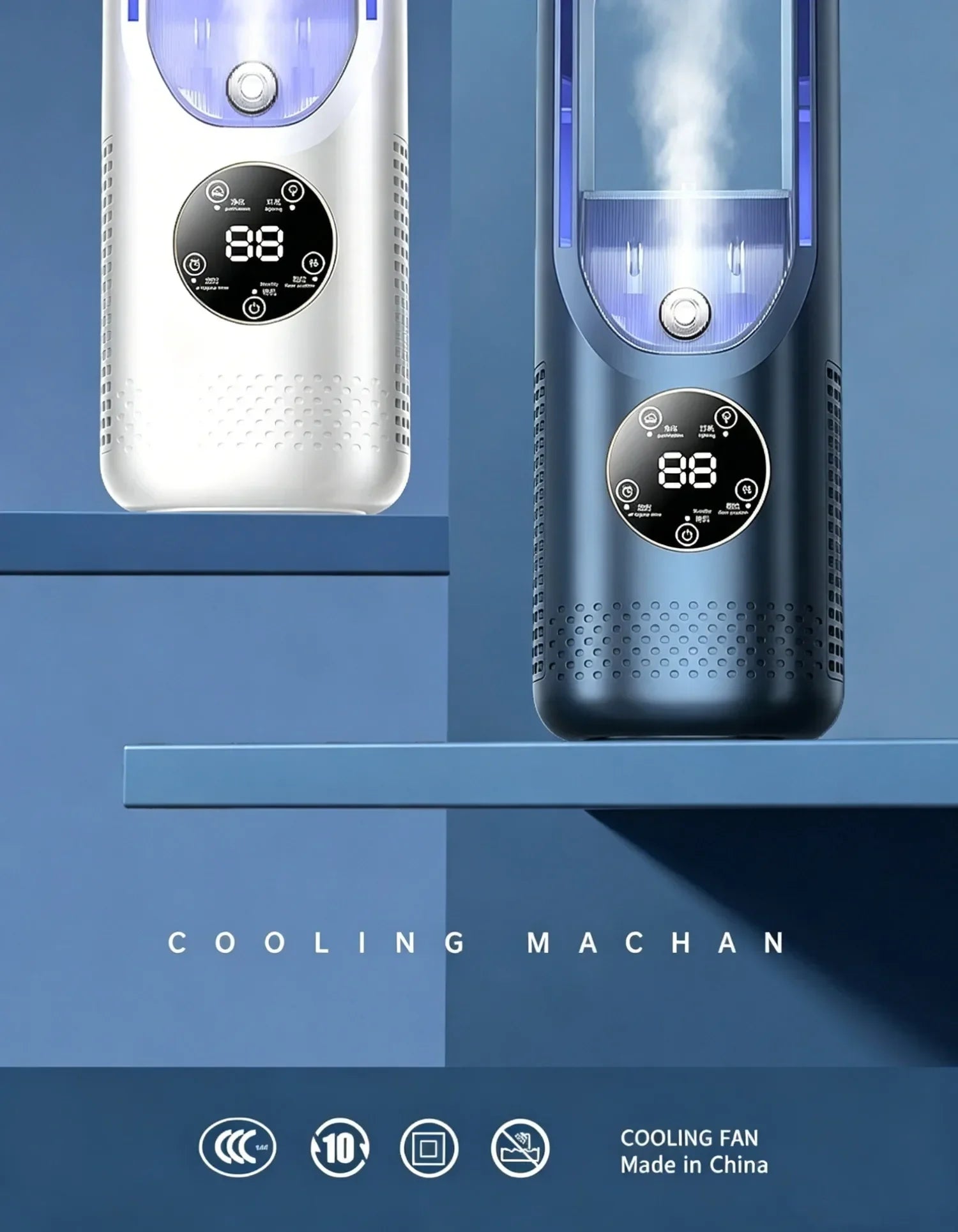 USB Direct Supply Desktop Cooling Humidifier Fan No Built-in Battery Silent Wide Angle Air Cooler With RGB Light Touch Control