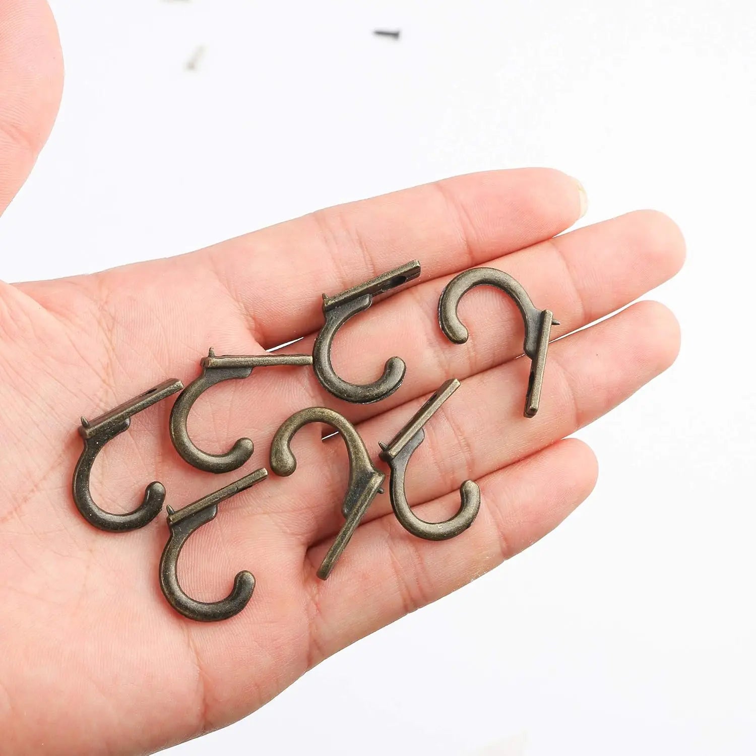 20/10PCS Mini Hook with Screws Antique Alloy Door Wall Hooks Keys Hair Rope Hanging Storage Rack Bathroom Kitchen Accessories
