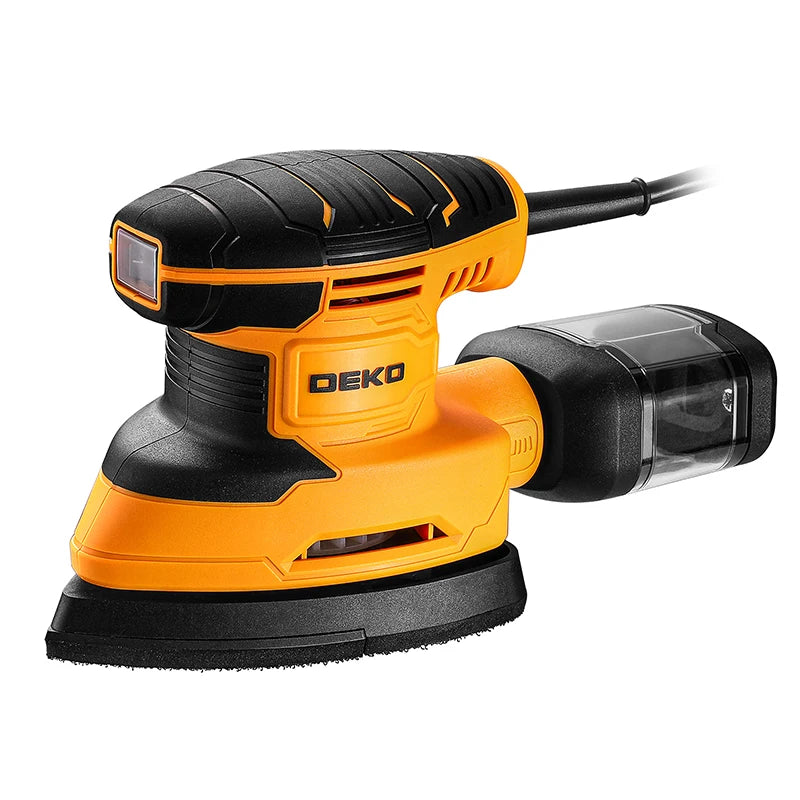 DEKO 220V Power Electric Mouse Sander Tool 13000rpm with 3 Sanding Pad 12 Sandpaper Dust Collection Sander for Wood Woodworking