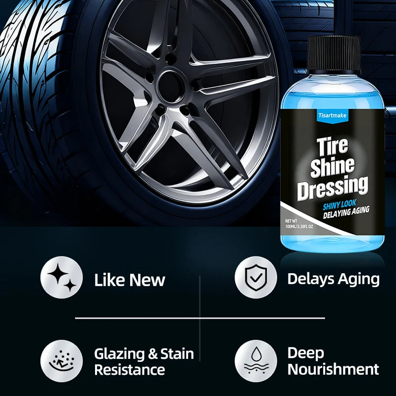 500ml/100ml Black Wet Look Tire Shine Dressing -Automotive Clear Coat Tire Dressing for Glossy Wet Tire Look, Vinyl & Plastic