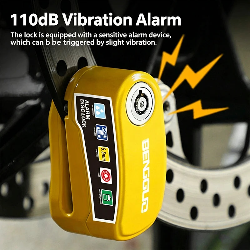 BENGGUO Motorcycle Alarm Wheel Disk Brake Lock with Keys Waterproof Bike Alarm Security Padlock Aluminum Alloy Bike Accessories