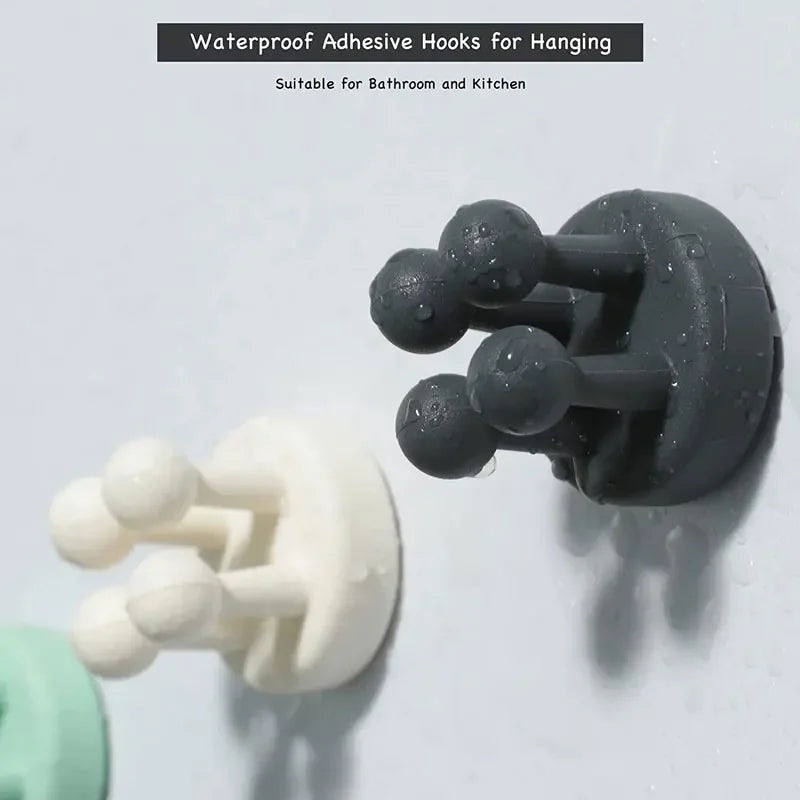 Silicone Toothbrush Holder Waterproof Self-Adhesive Wall Mounted Bathroom Kitchen Storage Organizer Adhesive Hooks No Drilling