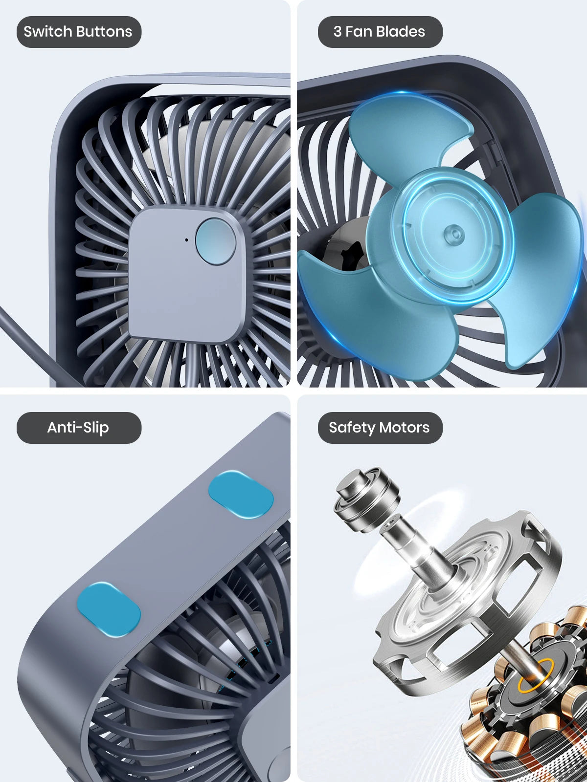 TOPK USB Desk Fan, Mini Fan Portable,3 Speeds Desktop Table Cooling Fan,Quiet Personal Small Fans for Room Home Desktop Office