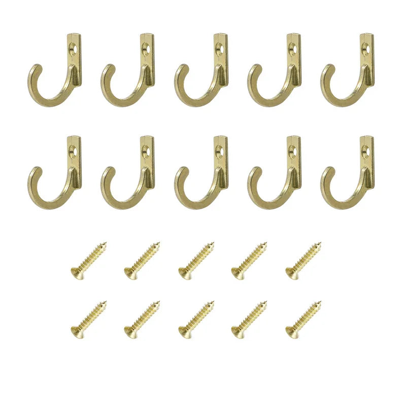 20/10PCS Mini Hook with Screws Antique Alloy Door Wall Hooks Keys Hair Rope Hanging Storage Rack Bathroom Kitchen Accessories