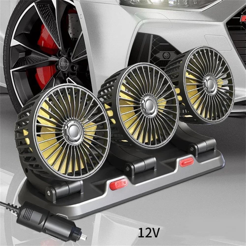 1/2/3 Head Car Fan Summer Air Fan USB/12V/24V Fan Cooler Adjustable 2 Speeds Silent Fan for Home Desk Office&Car Air Fan