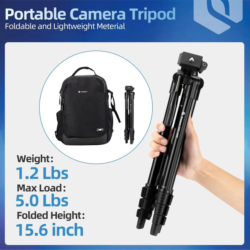 Fotopro 127CM Camera Tripod Ultra Lightweight Compact Travel Tripod with Quick Realease Plate Panoramic Video Head Tripod Bag