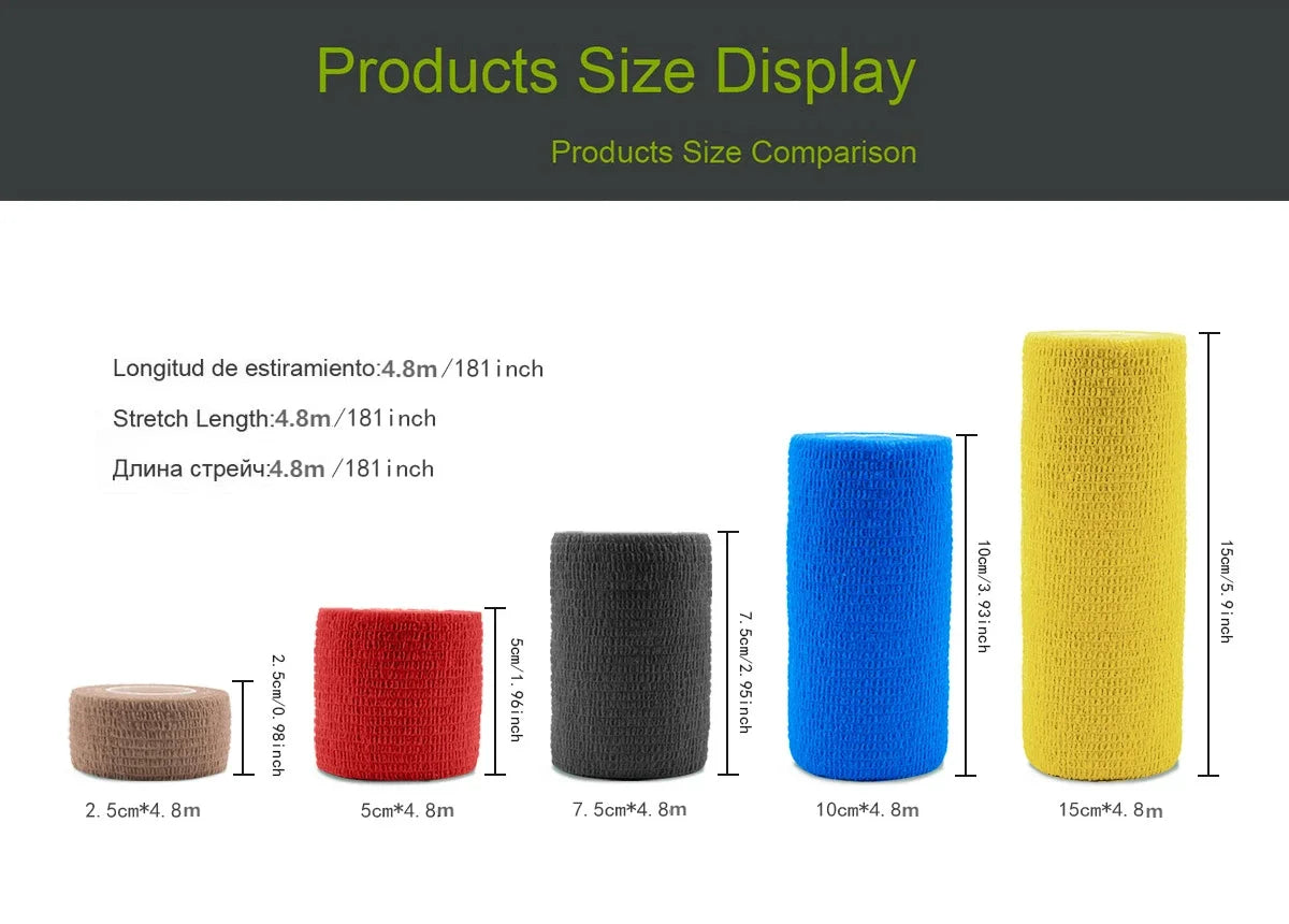 1/15Pcs 4.8m Black Sport Self Adhesive Elastic Bandage Wrap Tape Elastoplast For Knee Support Pads Finger Ankle Palm