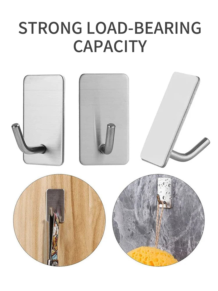4/8pcs stainless steel small hooks, no drilling, wall mounted, kitchen, bathroom, office key hooks wall hook adhesive wall hooks