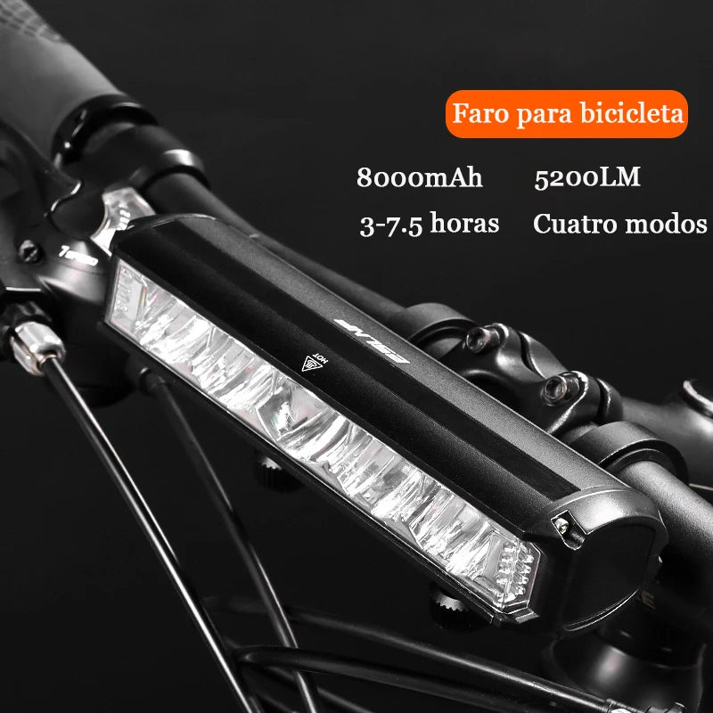 Bike Front Light, 5200 Lumens 8000mAh Waterproof Night Riding Torch USB Charging Road Bike Light Accessories Cycling Equipment