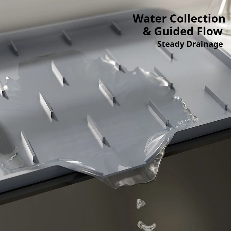 Household washbasin sink silicone drain drying pad, kitchen faucet splash proof folding drain pad, sink water blocking pad