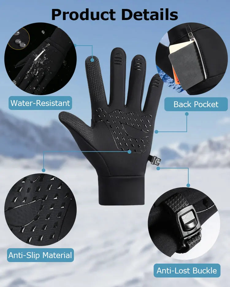 Winter Gloves Waterproof Thermal Sport Glove for Men Women for Running Cycling Driving Ski Hiking Warm Glove for Work