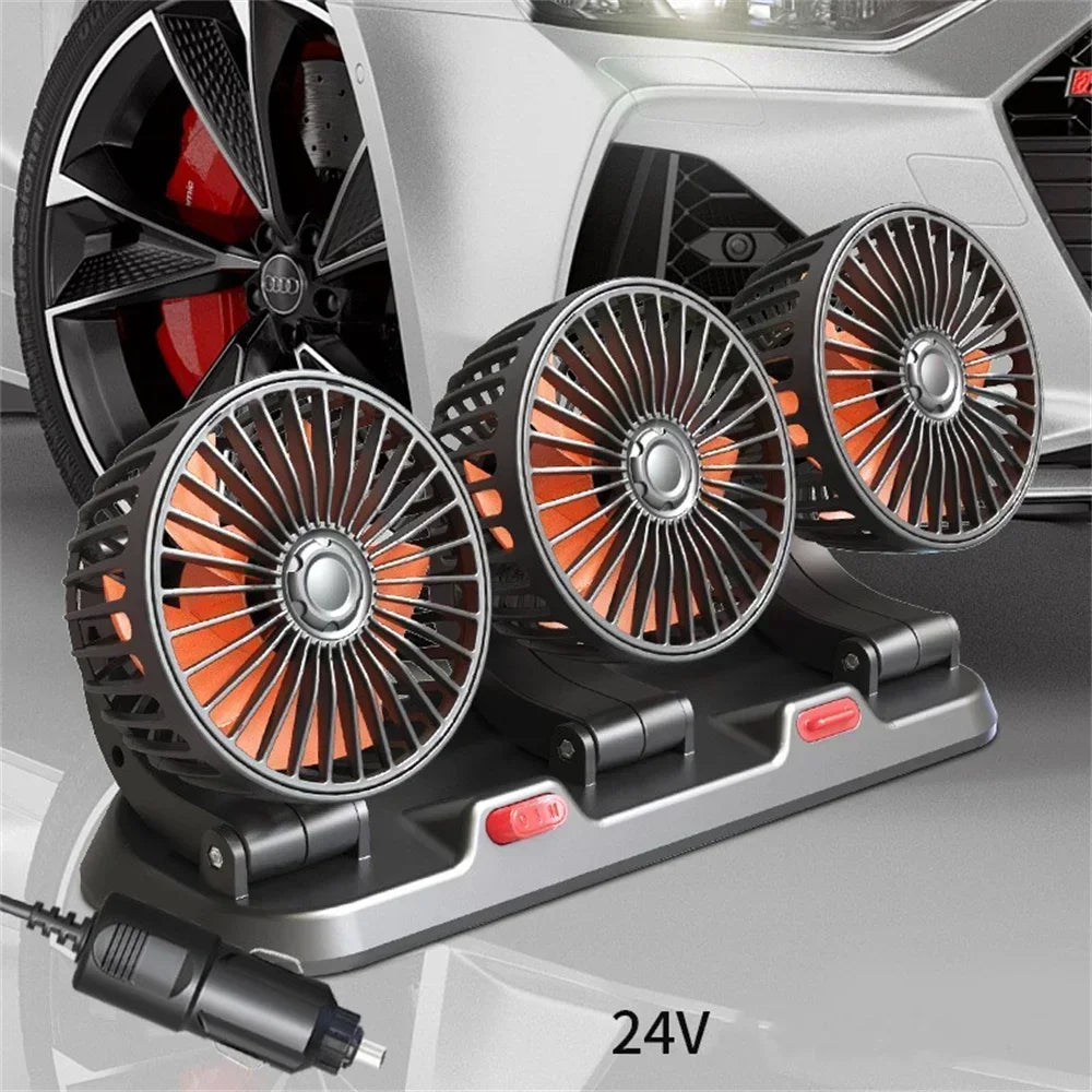 1/2/3 Head Car Fan Summer Air Fan USB/12V/24V Fan Cooler Adjustable 2 Speeds Silent Fan for Home Desk Office&Car Air Fan