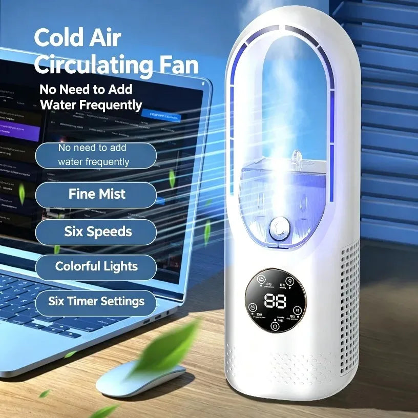 USB Direct Supply Desktop Cooling Humidifier Fan No Built-in Battery Silent Wide Angle Air Cooler With RGB Light Touch Control