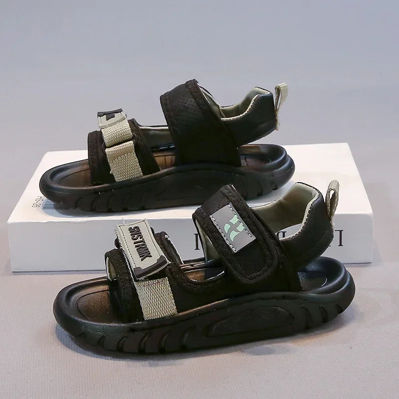 Children Sandals for Boys 2025 Summer New Fashion Korean Style Soft Bottom Anti-slippery Versatile Sports Simple Beach Shoes