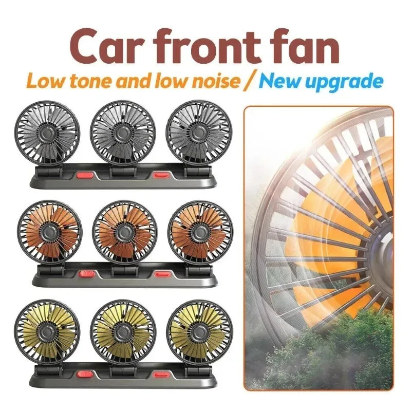 1/2/3 Head Car Fan Summer Air Fan USB/12V/24V Fan Cooler Adjustable 2 Speeds Silent Fan for Home Desk Office&Car Air Fan
