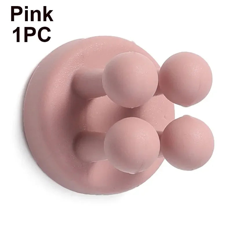 Silicone Toothbrush Holder Waterproof Self-Adhesive Wall Mounted Bathroom Kitchen Storage Organizer Adhesive Hooks No Drilling
