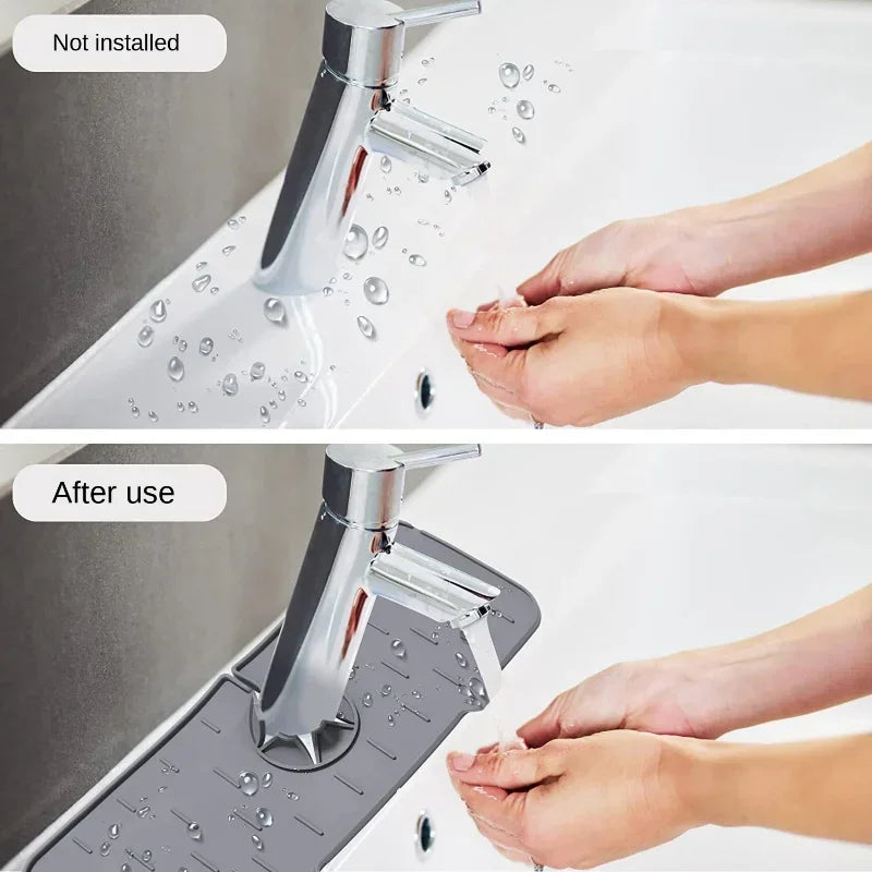 Household washbasin sink silicone drain drying pad, kitchen faucet splash proof folding drain pad, sink water blocking pad