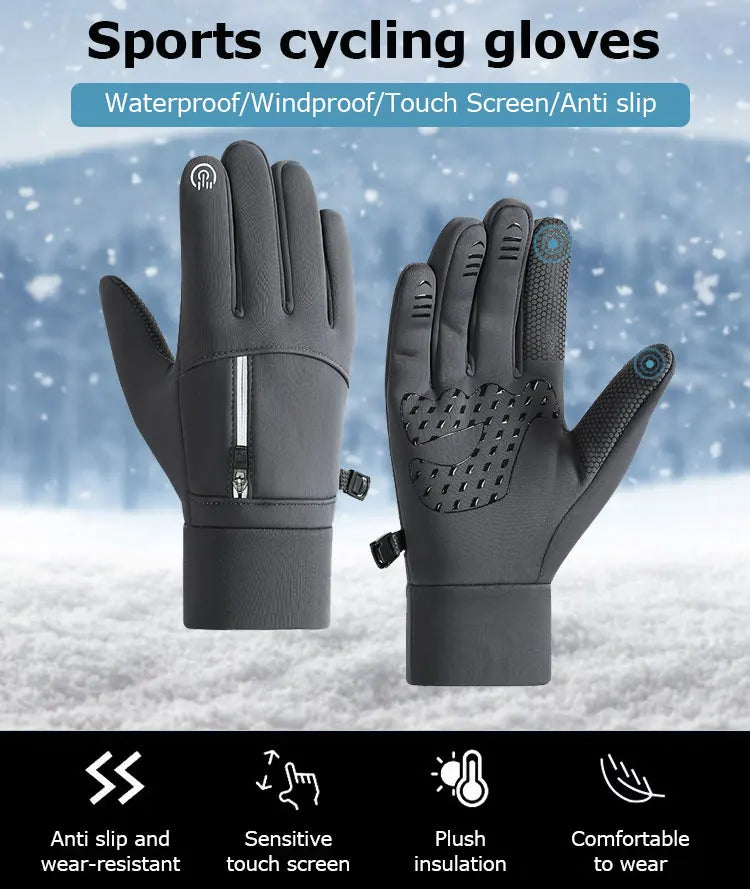 Winter Gloves Waterproof Thermal Sport Glove for Men Women for Running Cycling Driving Ski Hiking Warm Glove for Work