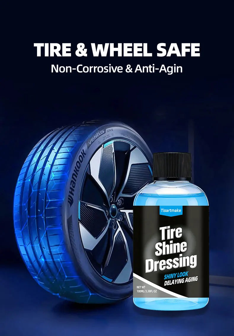 500ml/100ml Black Wet Look Tire Shine Dressing -Automotive Clear Coat Tire Dressing for Glossy Wet Tire Look, Vinyl & Plastic