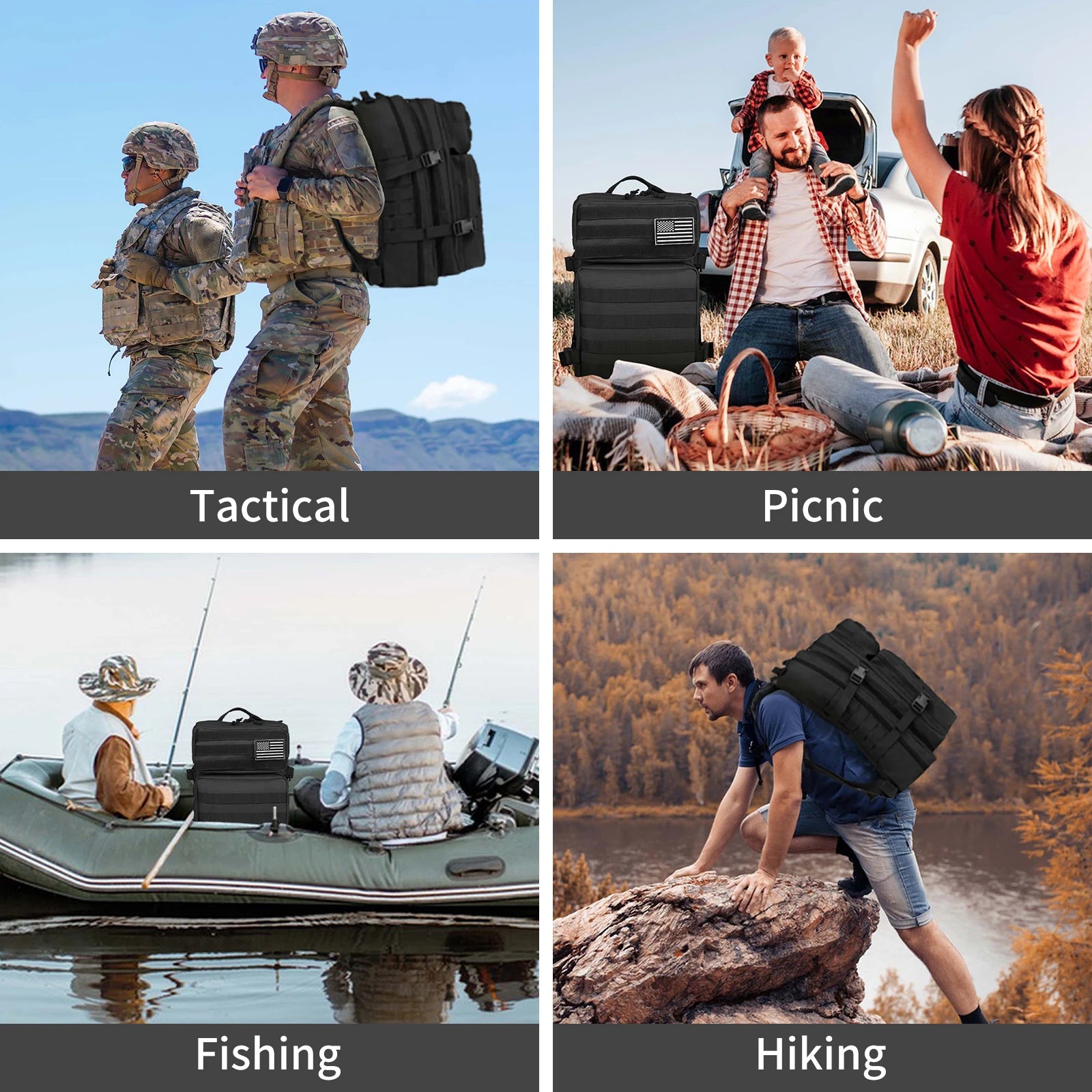 50L/25L /32LTactical Backpack Men's Travel Large Capacity Rucksacks Men Waterproof Outdoor Sports Multi-functional Bags