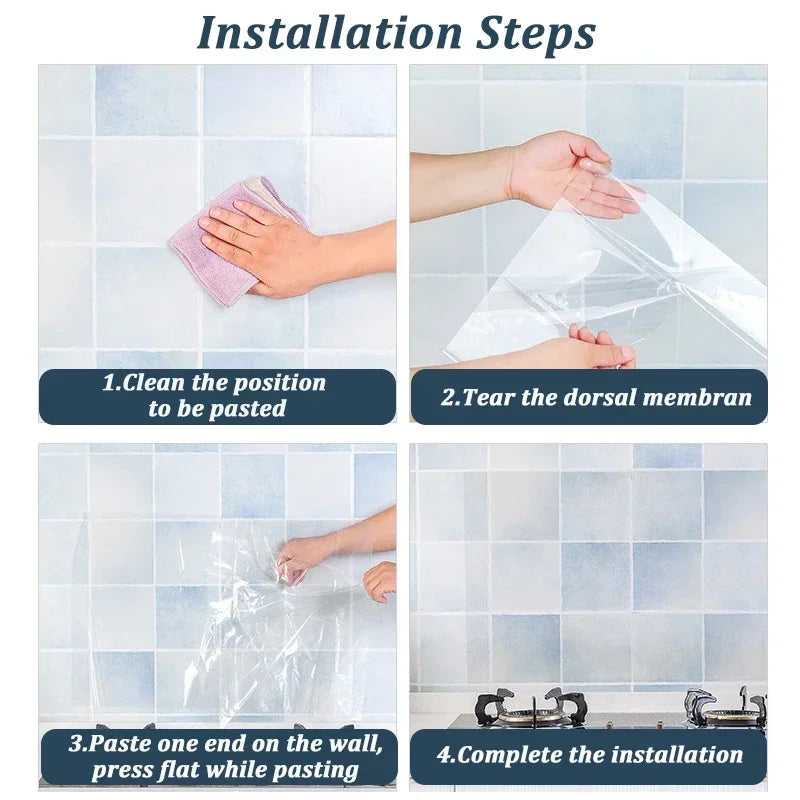 Wall Protector Film Kitchen Oil Proof Wall Sticker Stove Cabinet Heat-resisting Self Adhesive Wallpaper Waterproof Decoration