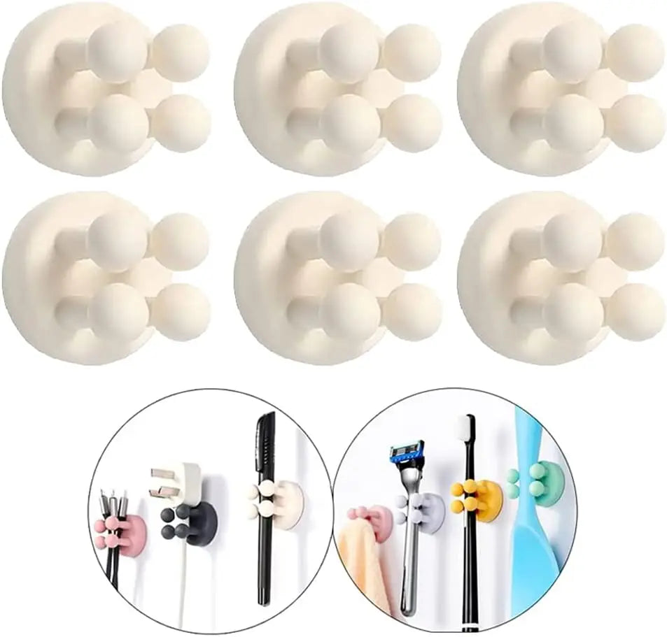 Silicone Toothbrush Holder Waterproof Self-Adhesive Wall Mounted Bathroom Kitchen Storage Organizer Adhesive Hooks No Drilling