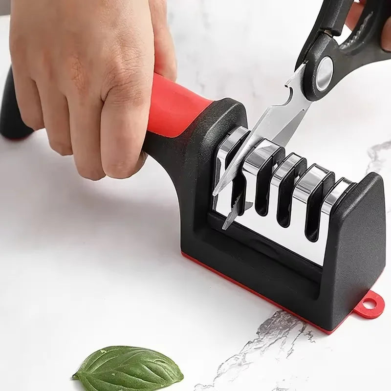 4-Stage Kitchen Knife Sharpener Tungsten Steel/Ceramic Sharpening System Handheld Sharpeners with Non Slip Base Kitchen Knives