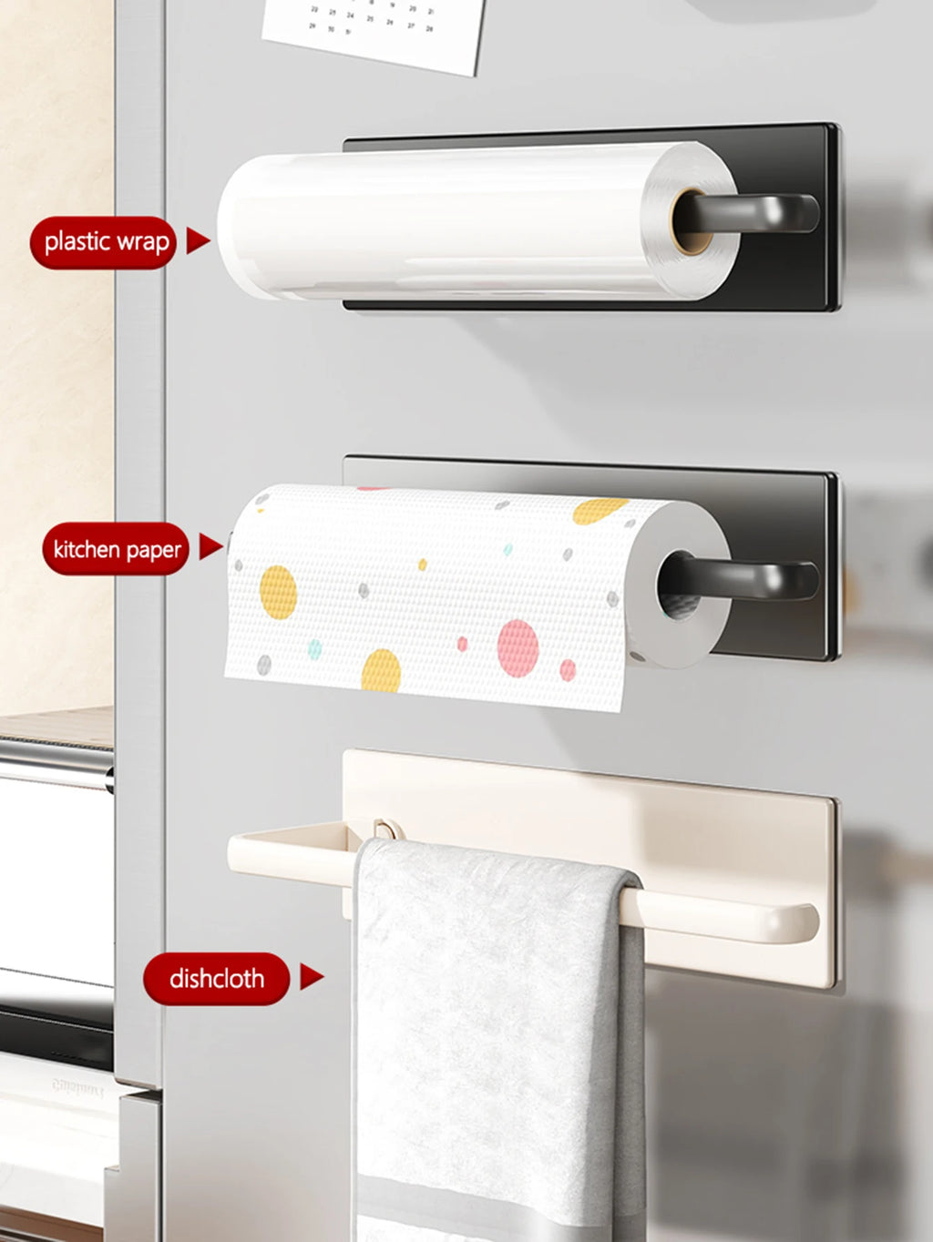 Magnetic tissue holder for kitchen refrigerator, kitchen tissue holder, non drilling paper roll holder, kitchen towel holder