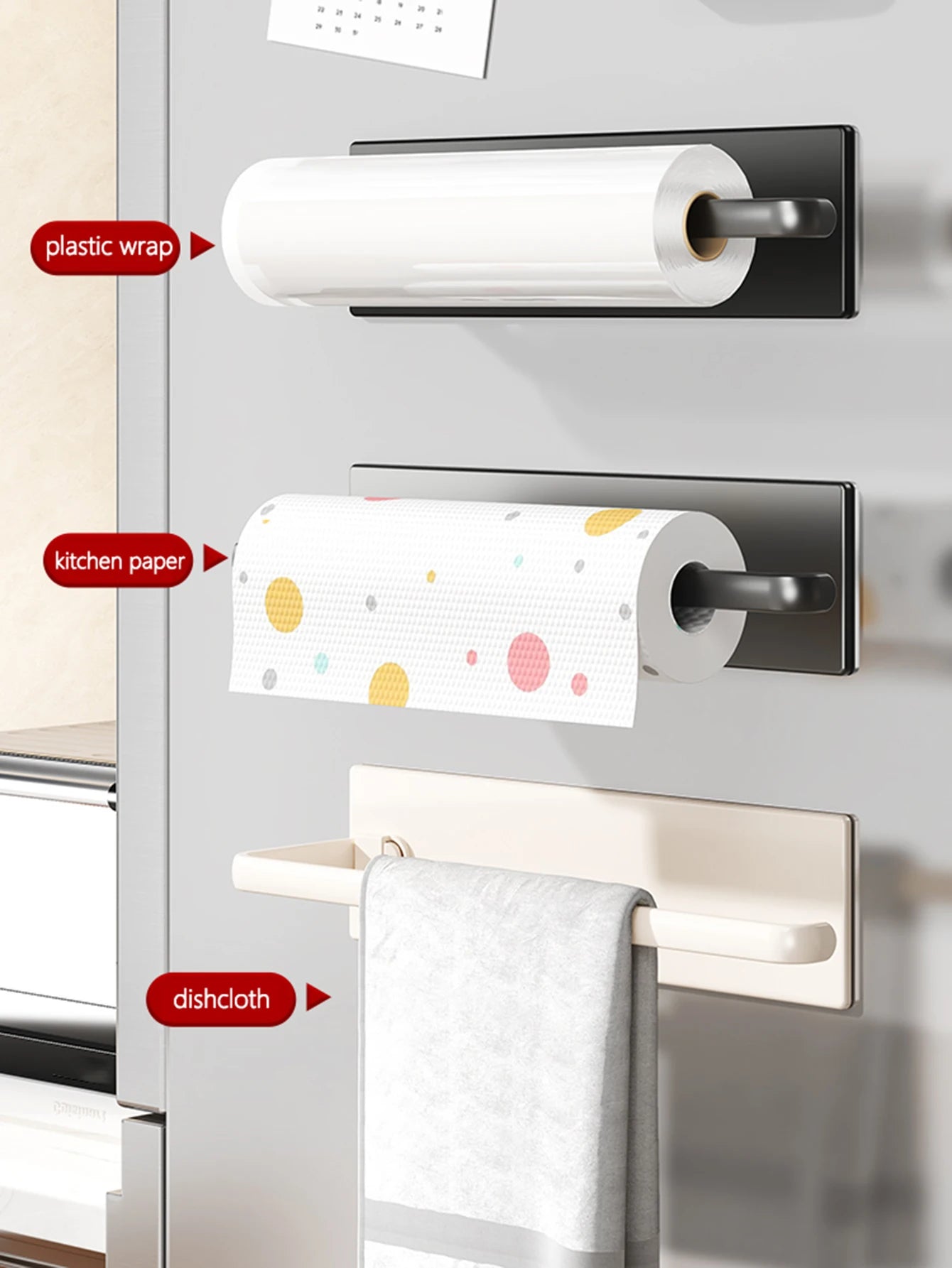 Magnetic tissue holder for kitchen refrigerator, kitchen tissue holder, non drilling paper roll holder, kitchen towel holder