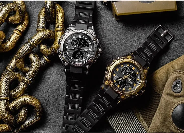 SANDA 739 Luxury Digital Quartz Watch for Men Military Army Waterproof Sport Wristwatches LED Dual Display Mens Reloj Hombre