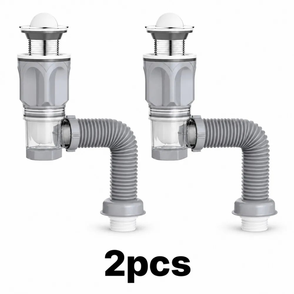 1-5Pcs Kitchen ABS Sink Drain Kit Drain Stopper Flexible Hose Body Stainless Steel Top Side Outlet Basin Drain Pipe Set