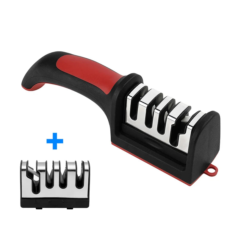 4-Stage Kitchen Knife Sharpener Tungsten Steel/Ceramic Sharpening System Handheld Sharpeners with Non Slip Base Kitchen Knives